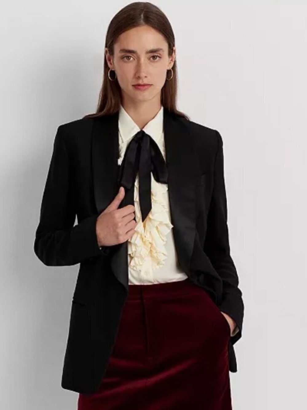 Black Lauren Ralph Lauren Womens Tuxedo Blazer - Classic Tailored Jacket